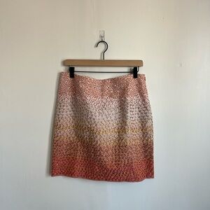 Anthropologie HD in Paris Pink Linen Floral Embroidered Skirt